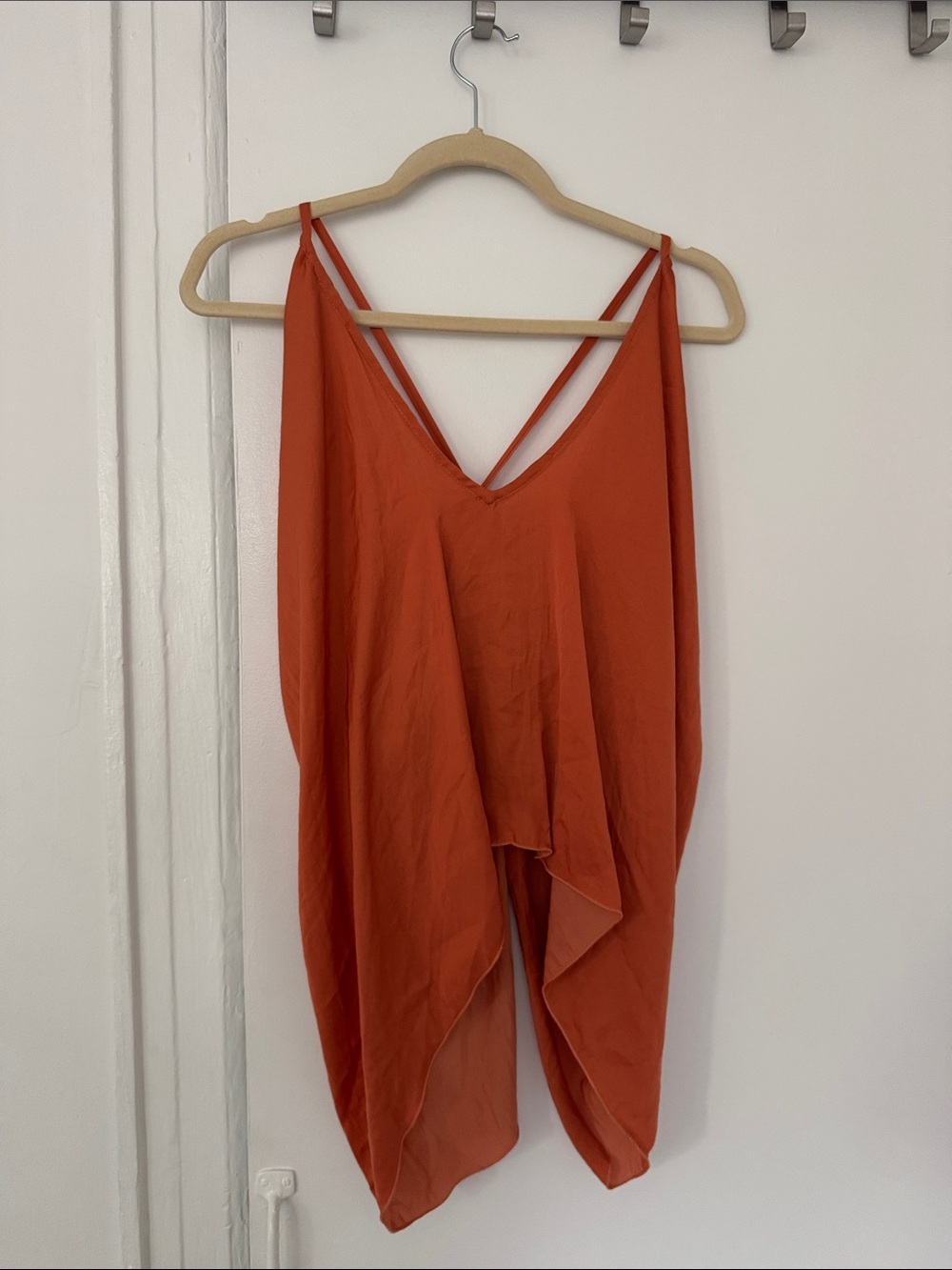 Women's Sunset Orange Draped V-Neck Cami Top